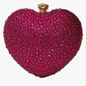 NEW Sparkling Bling Swarovski Crystal Rhinestone Valentine Heart Purse +…
